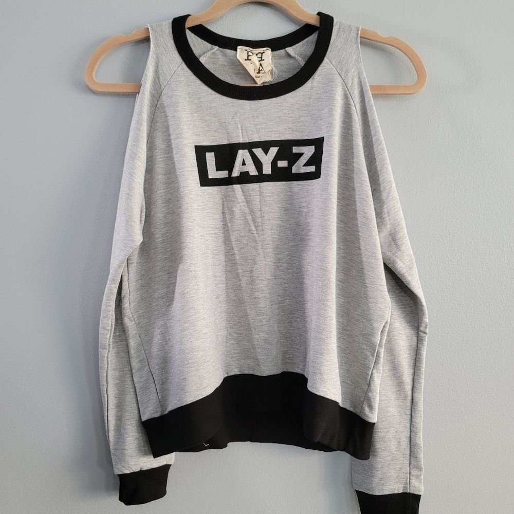 Cold shoulder Cutout Graphic Long Sleeve Top